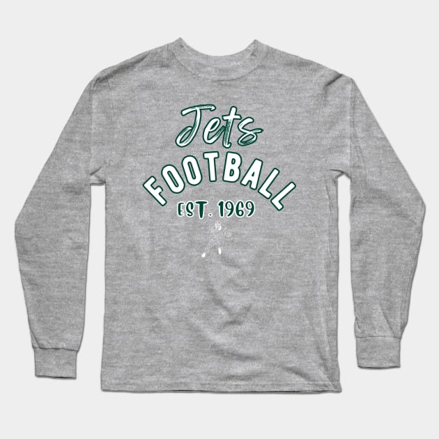 New York Football Jets Vintage Style Long Sleeve T-Shirt by Borcelle Vintage Apparel 